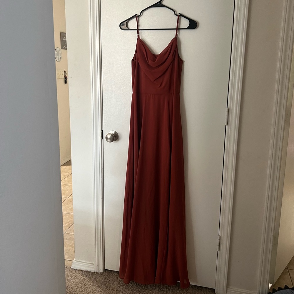 Burnt orange bridesmaid dress